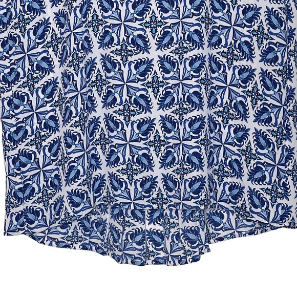 Ann Taylor LOFT Blouse Top Size XS Blue White Floral‎ SS Polyester Womens - Picture 5 of 8